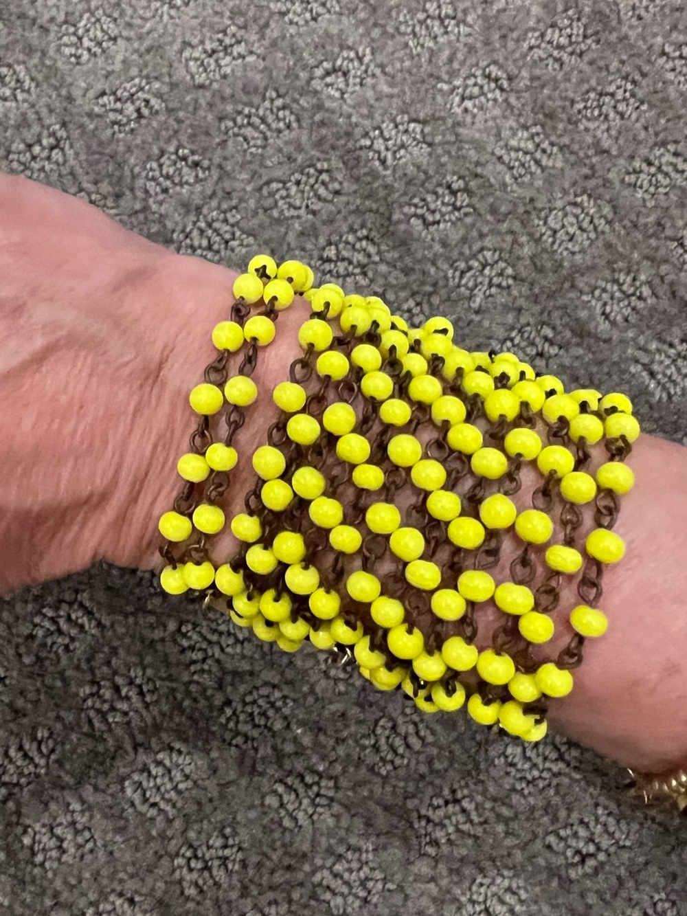 Yellow Beaded Multi-Strand Bracelet